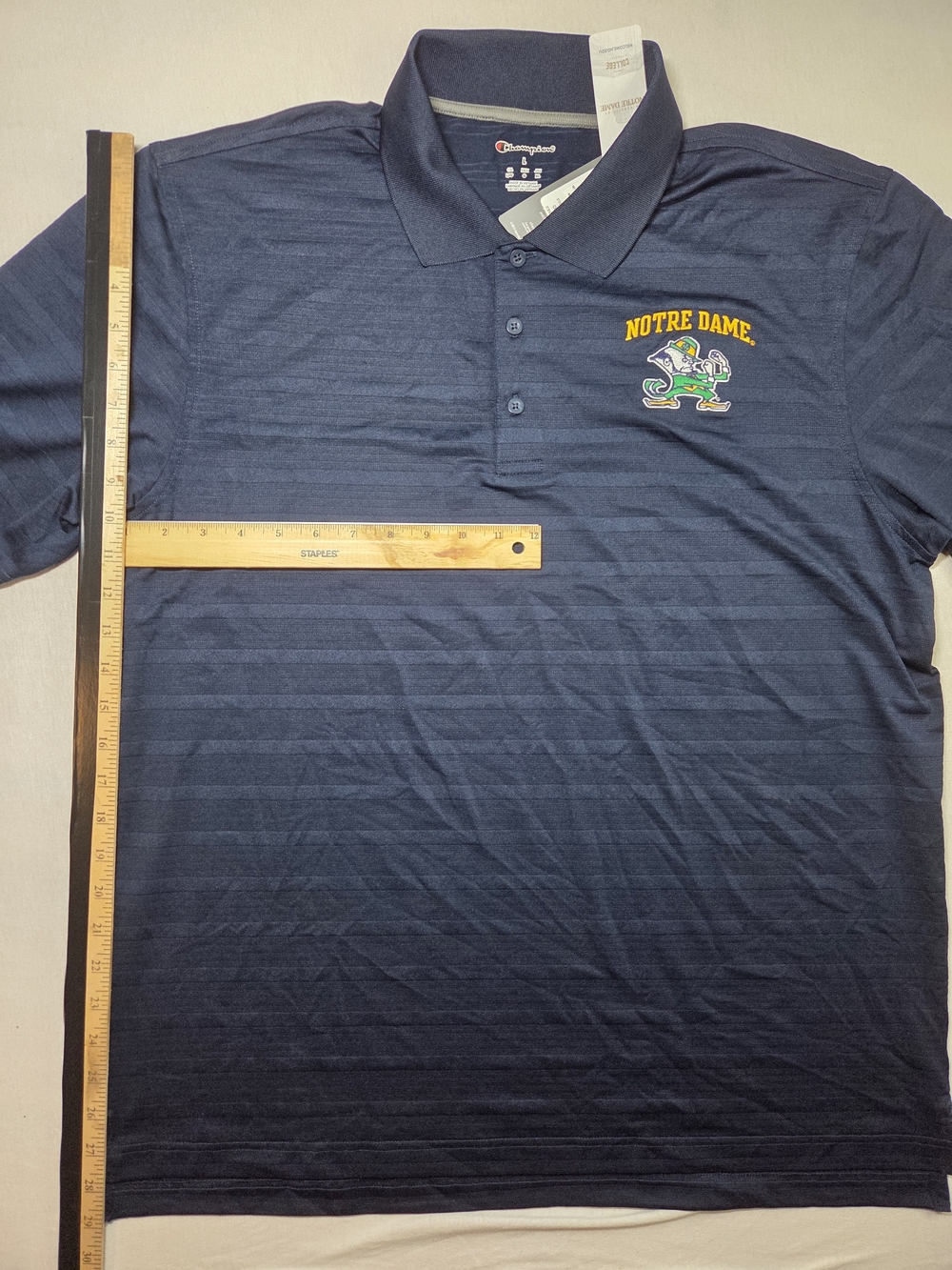 Champion Notre Dame Fighting Irish Navy Embroided Lightweight Golf Polo Men's L